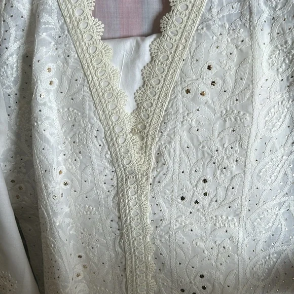 White chicken kari 3 piece w/multi silk gota dopata - Picture 5 of 6